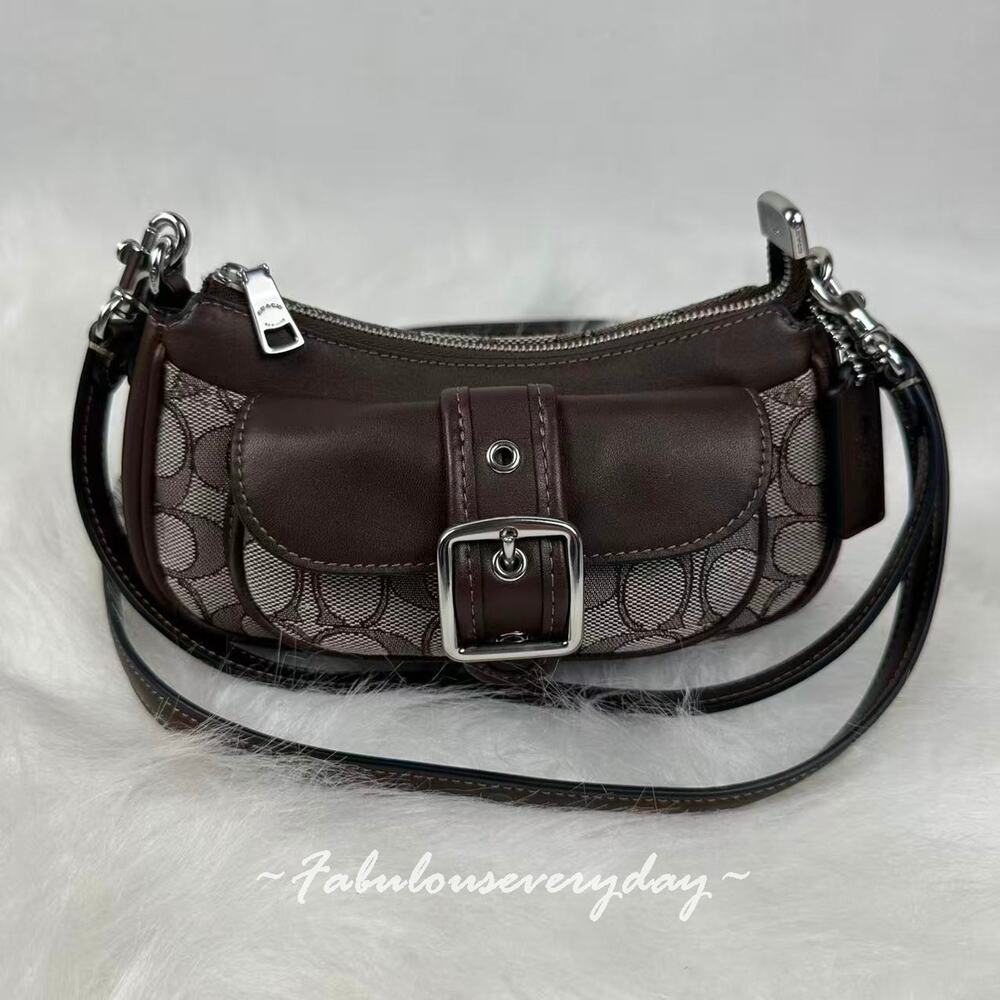 Coach Ashton Mini Shoulder Bag In Signature Jacquard/Silver/Oak/Maple CDB18 NWT